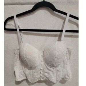 The Sang Bustier Top Crop Corset adjustable white lace Women's Size M